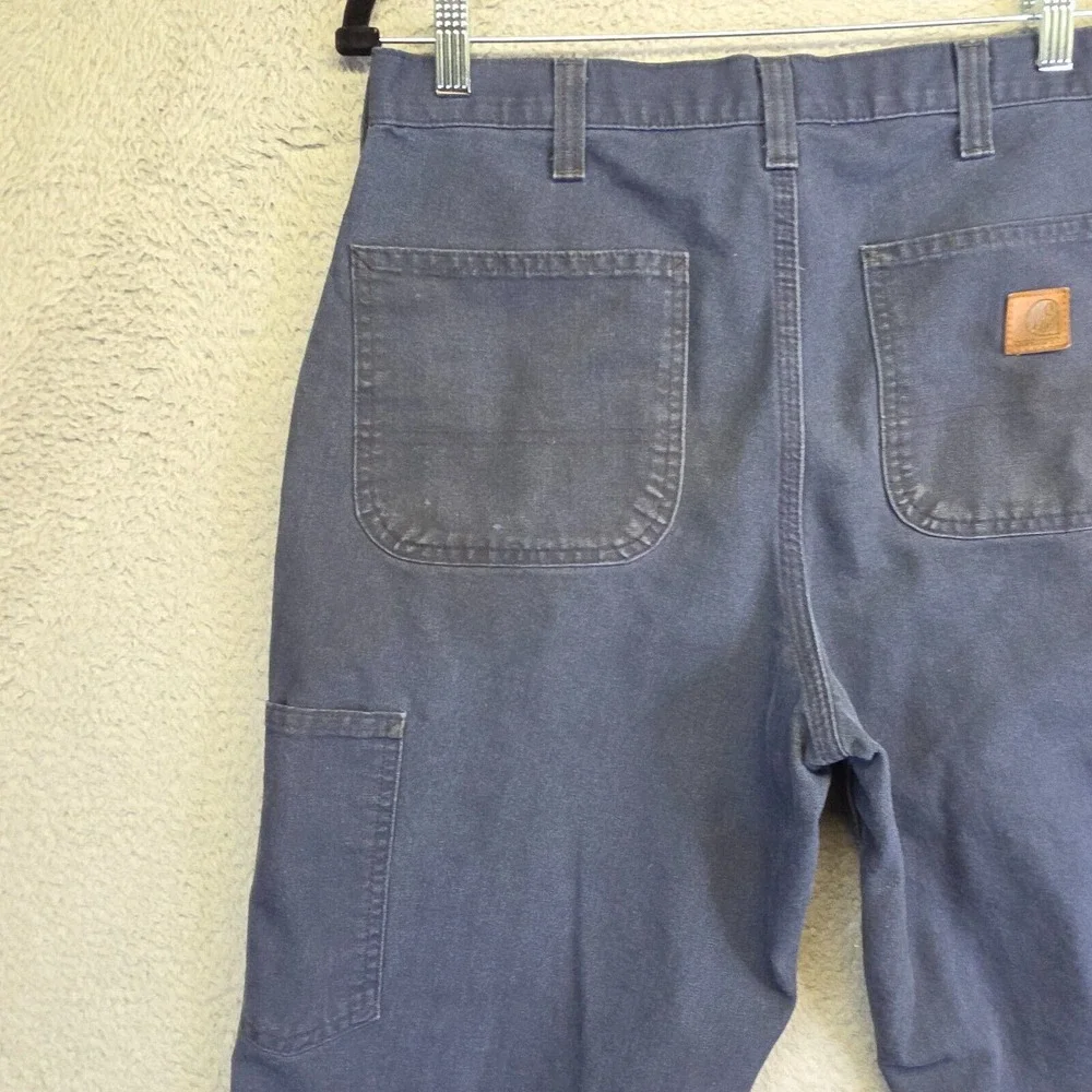Carhartt Pants Mens 32x32 Blue Dungaree Fit Stained Ripped‎ Thrashed Carpenter